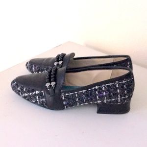 Valentina Rangoni Tweed/Leather Loafers. (5.5)